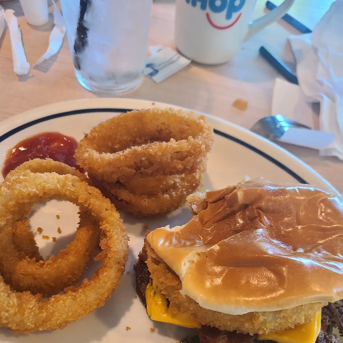 BBQ Burger and Onion Rings
