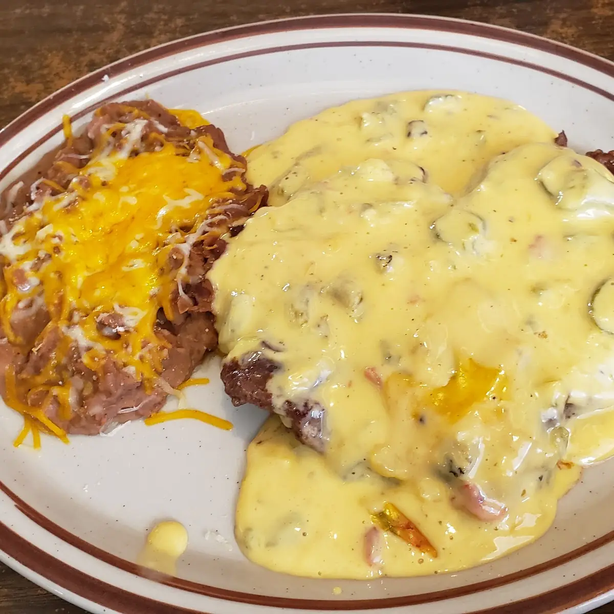 Hamburger Steak with Queso