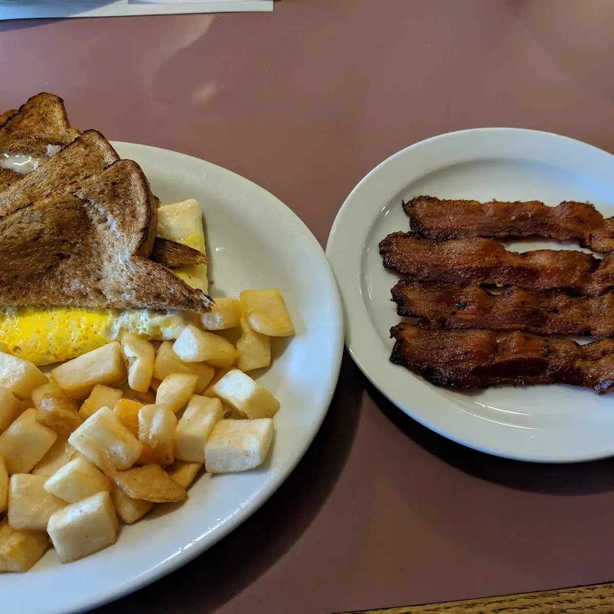 Cheese Omelette Home Fries Brown Toast Side of Bacon, Tincap Restaurant & Plaza