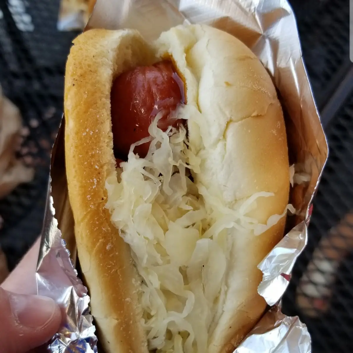 Beef Dog with Sauerkraut and Special Sauce