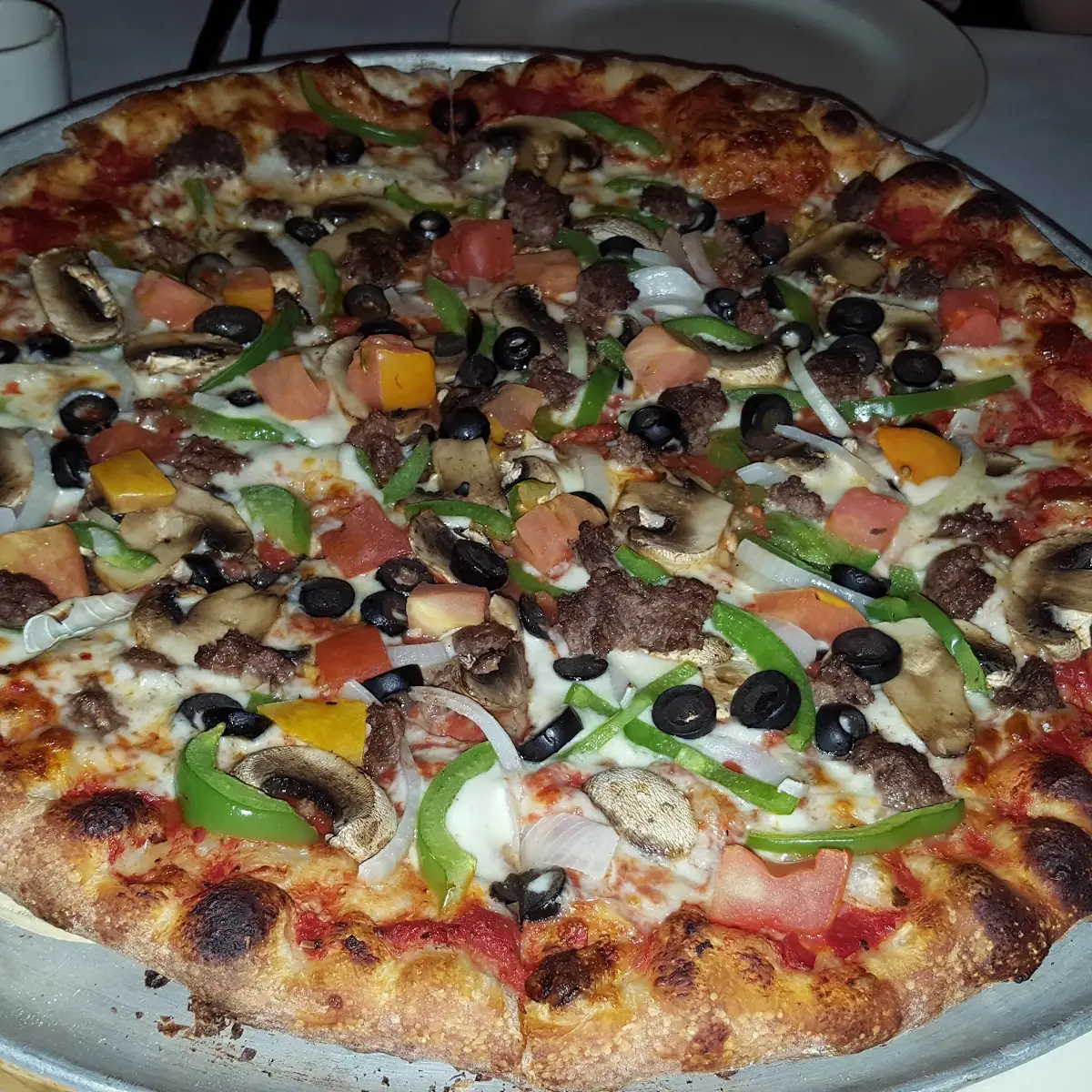 Veggie Pizza with Beef Added