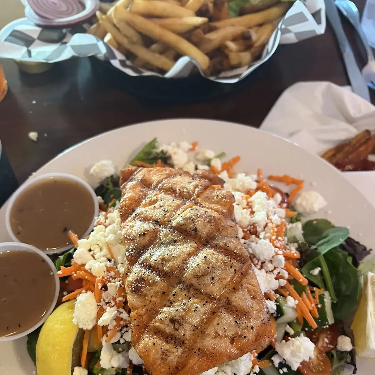 Greek Salad with Grilled Salmon