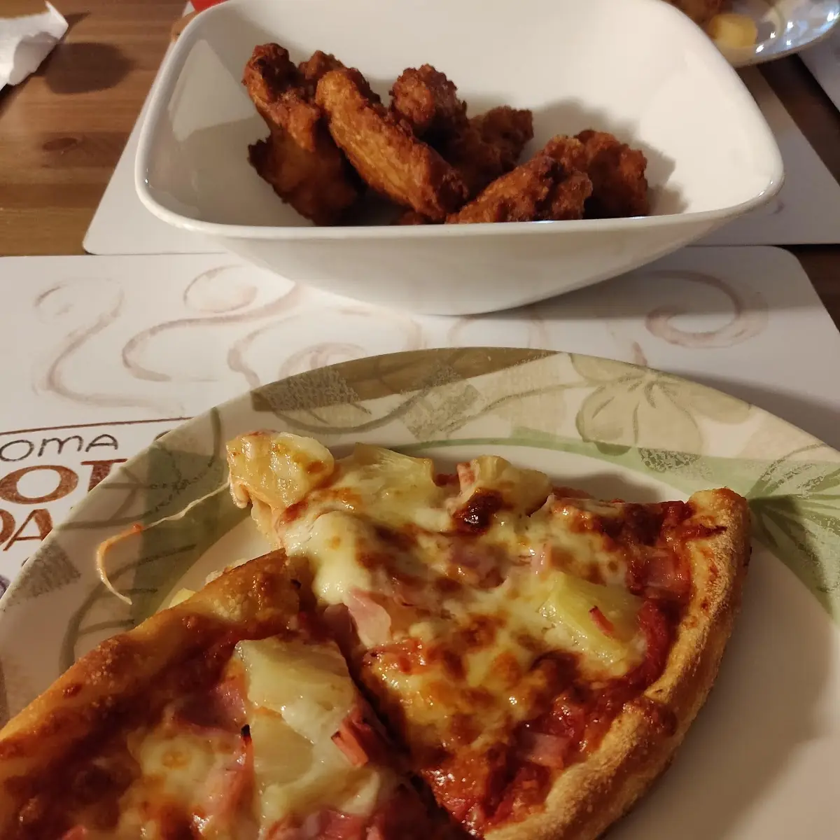 Hawaiian Pizza and Chicken Wings