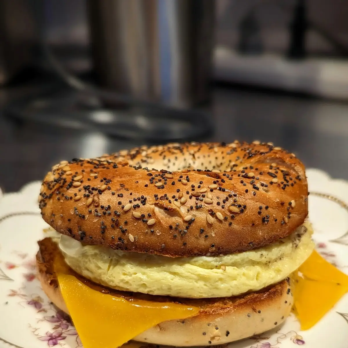 Everything Bagel with Ham and Cheese
