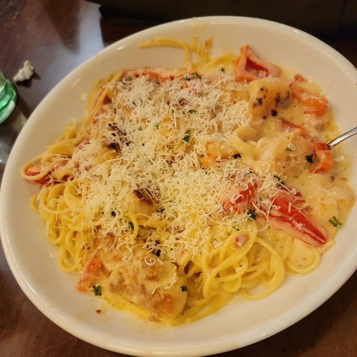 Shrimp and Chicken Carbonara Pasta