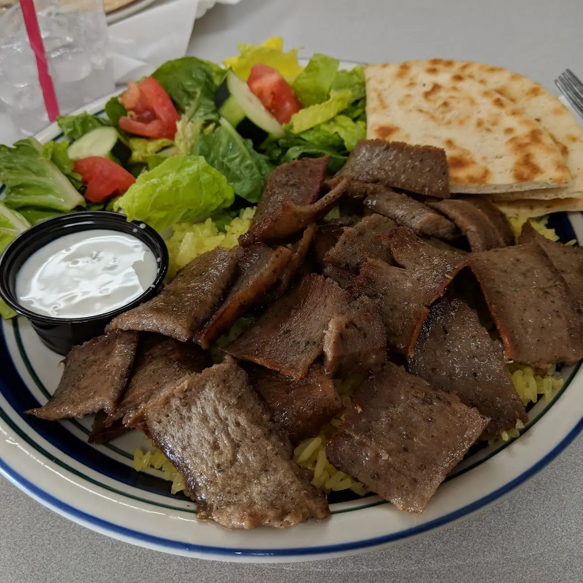 Beef Skewers Hummus Plate and Lamb Kabob