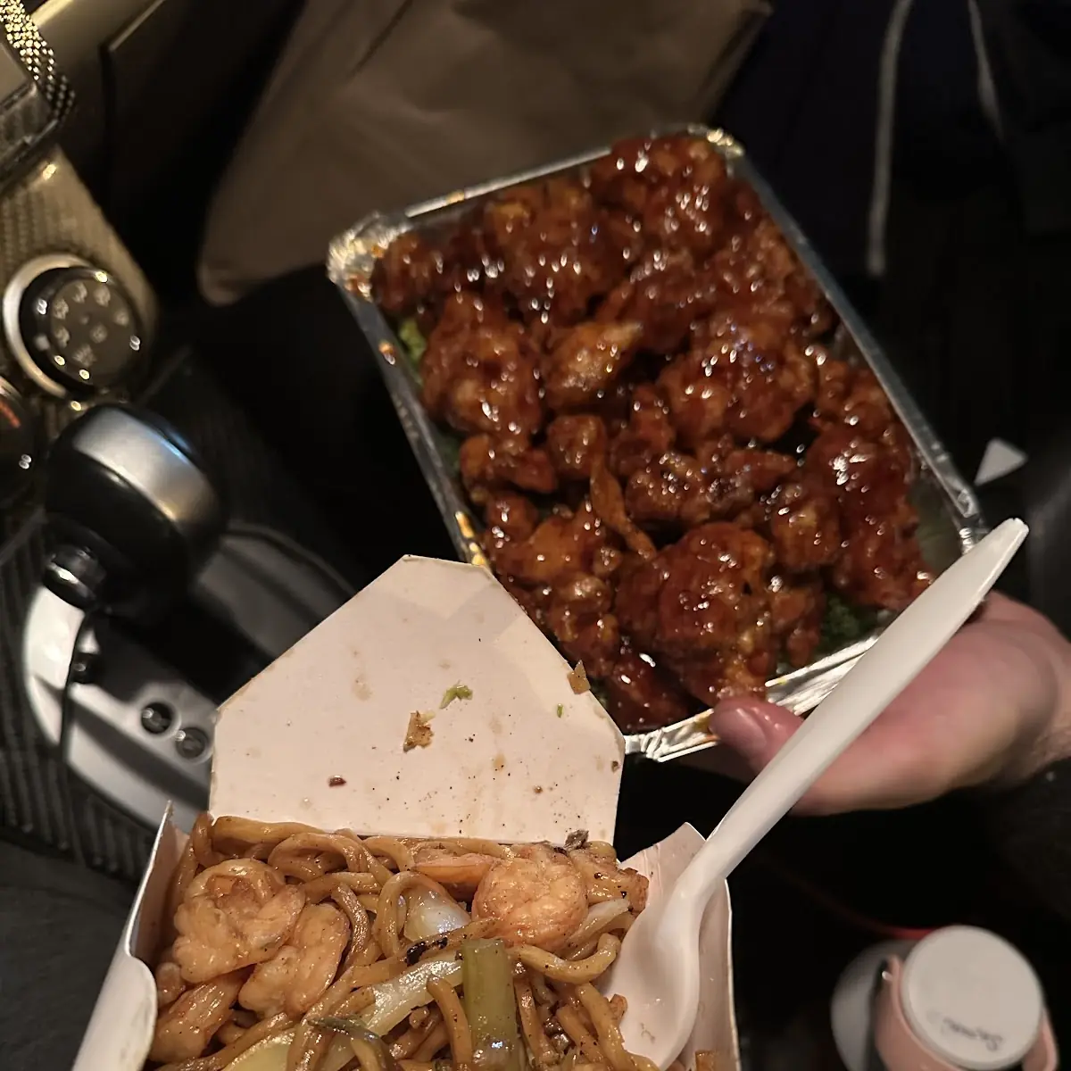 Shrimp Lo Mein and Orange Chicken