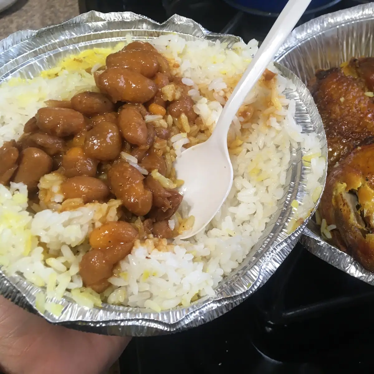 Rice and Beans with Pollo Guisado