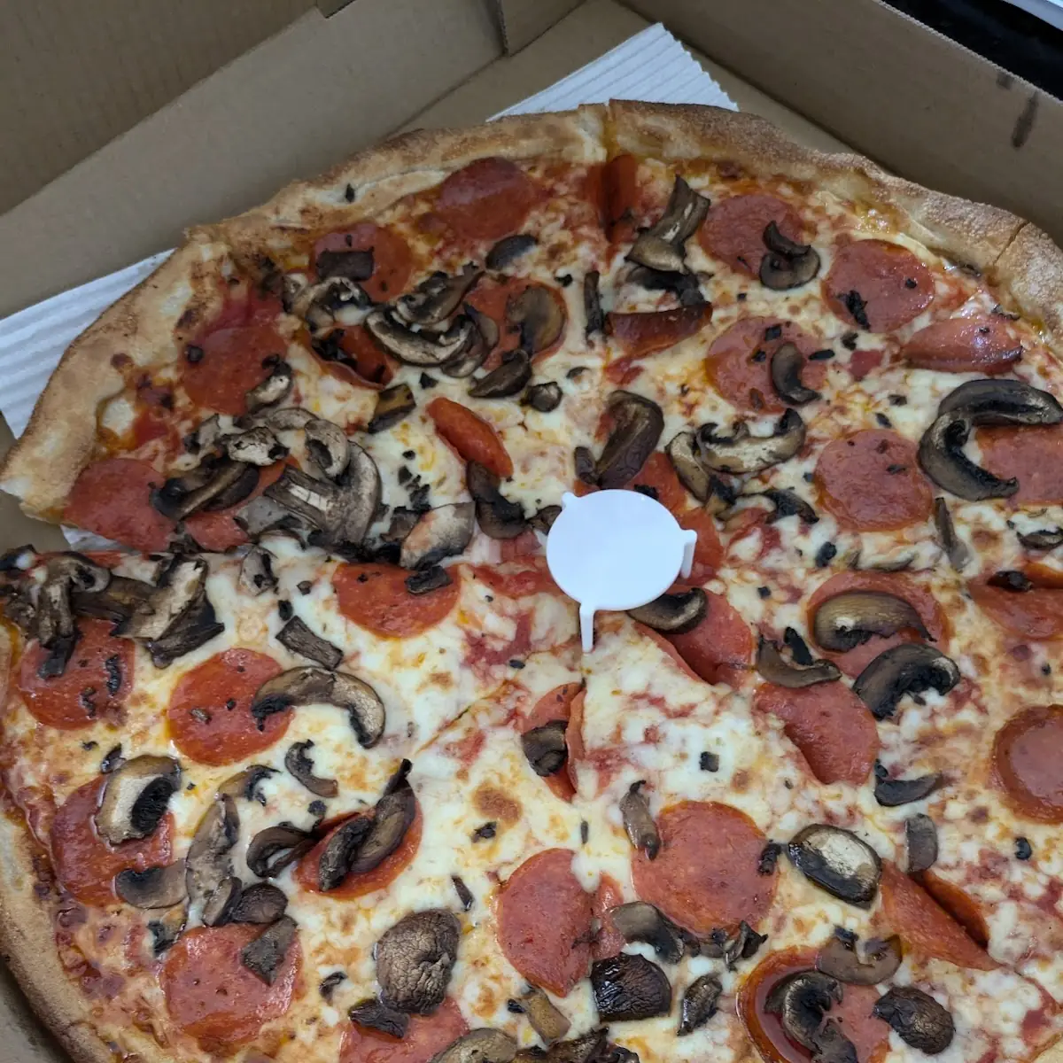 Pan Pizza with Pepperoni and Mushrooms