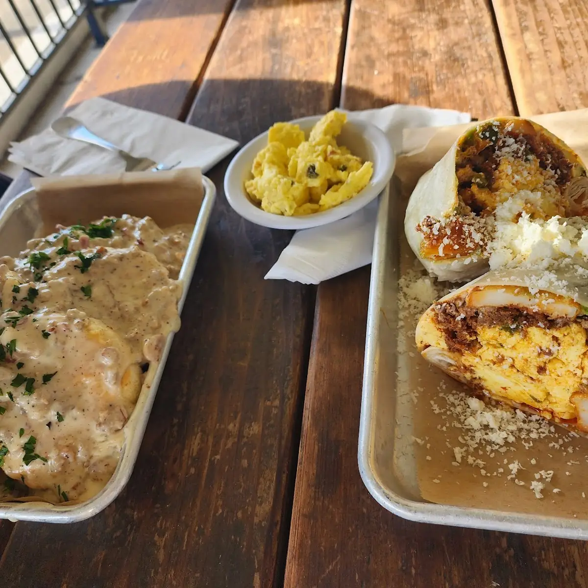 Biscuits and Gravy and Chorizo Burrito