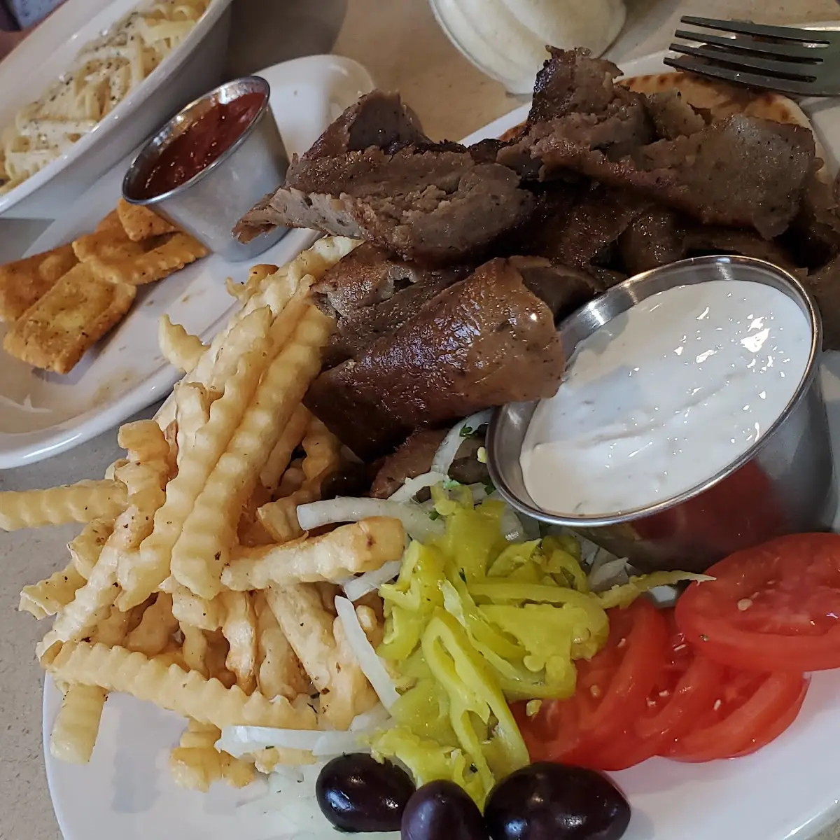 Gyro Platter and Alfredo