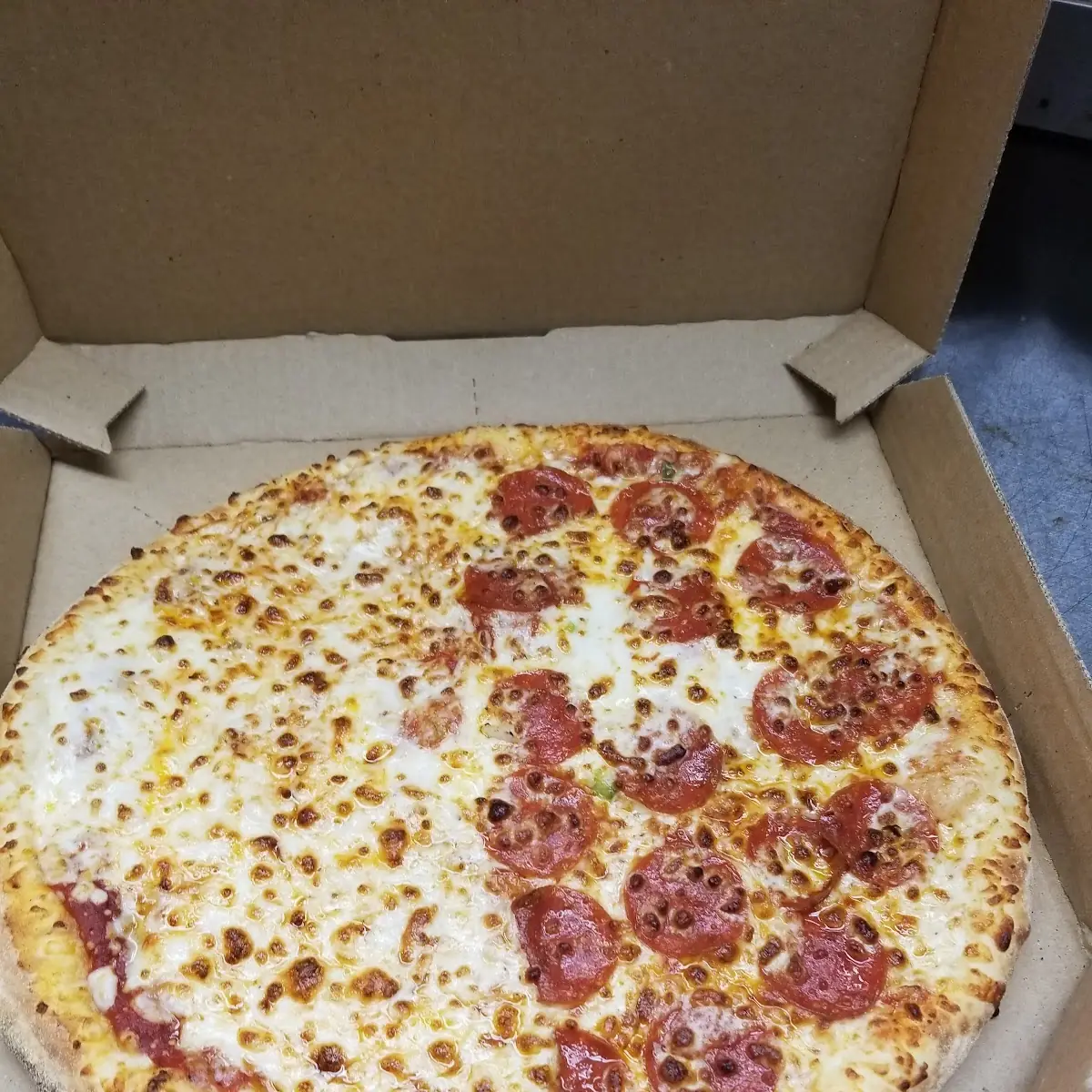 Large Handtossed Half Pepperoni and Cheese Pizza
