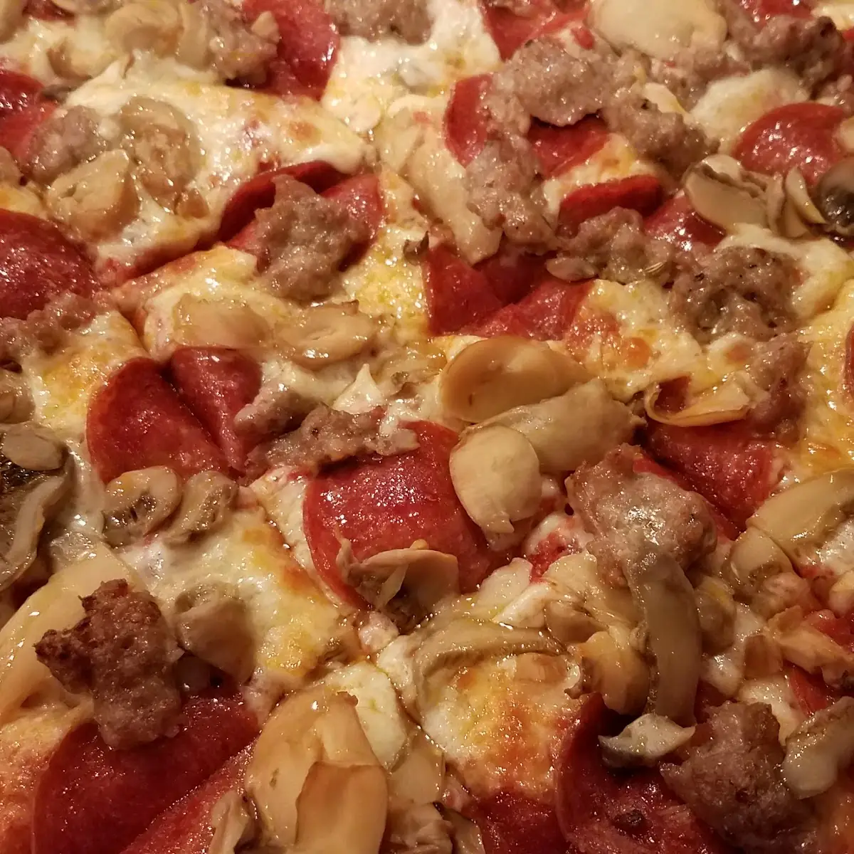 Pepperoni Mushrooms and Sausage Pizza