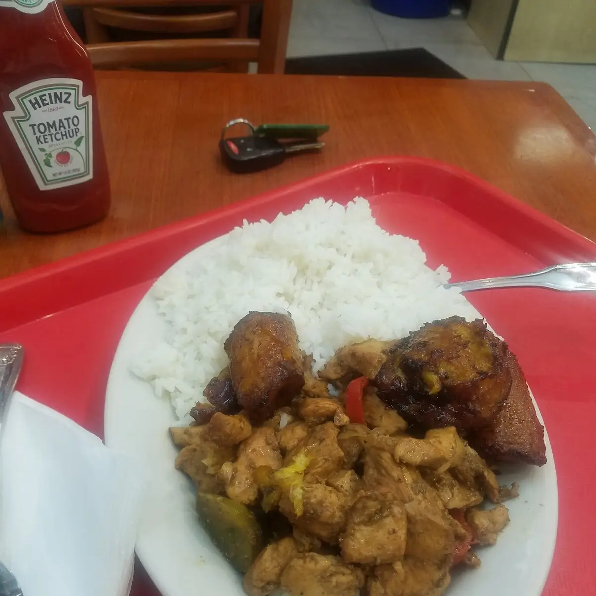 Pepper Chicken White Rice and Plantains