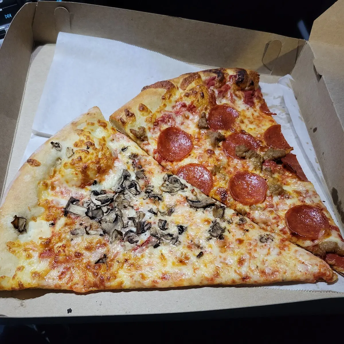 Pepperoni and Sausage and Mushroom Pizza