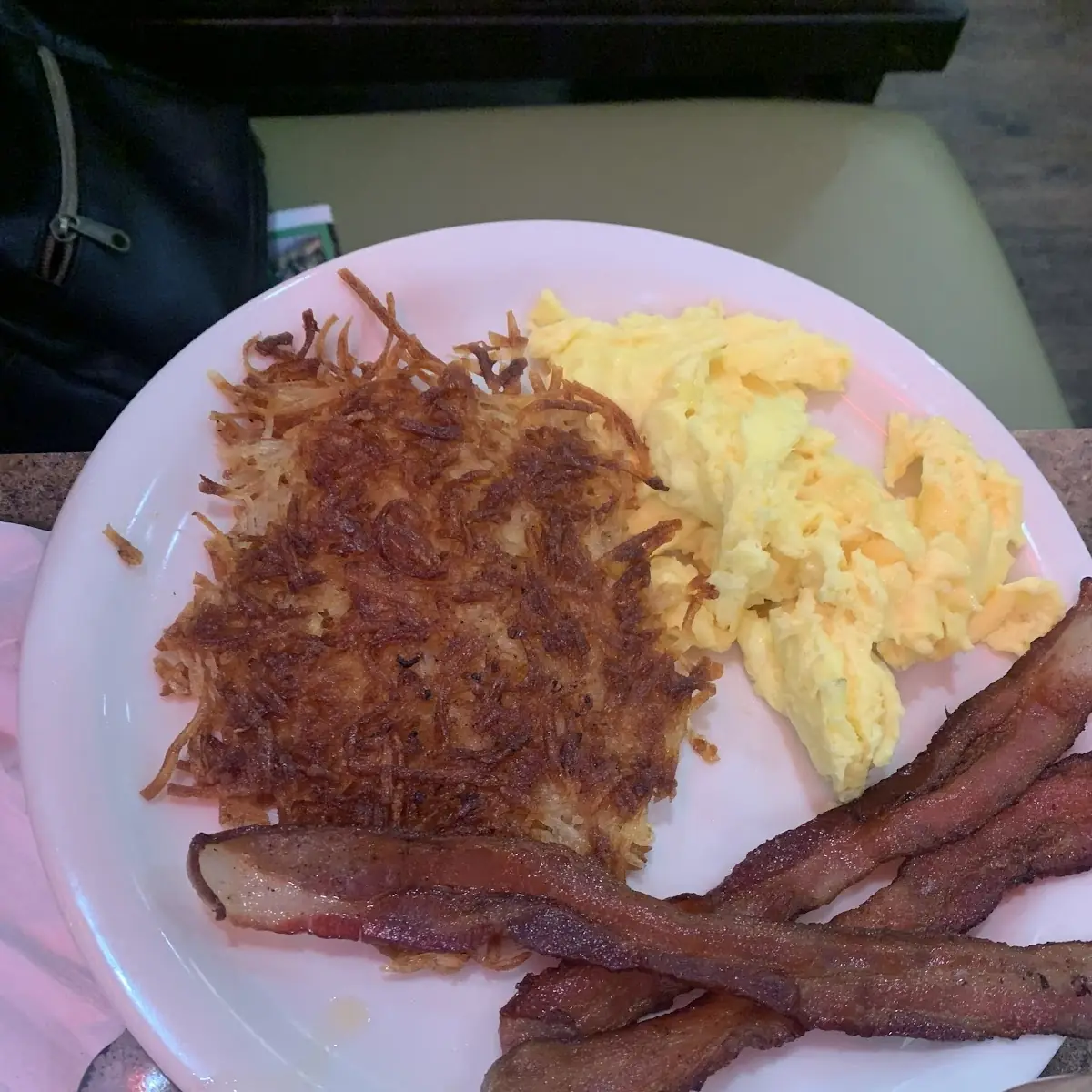 Scrambled Eggs Hash Brown Bacon