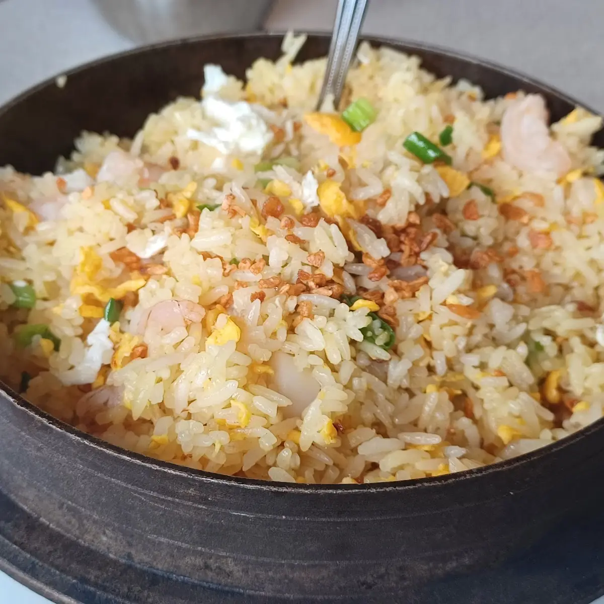 Roasted Garlic Seafood Fried Rice