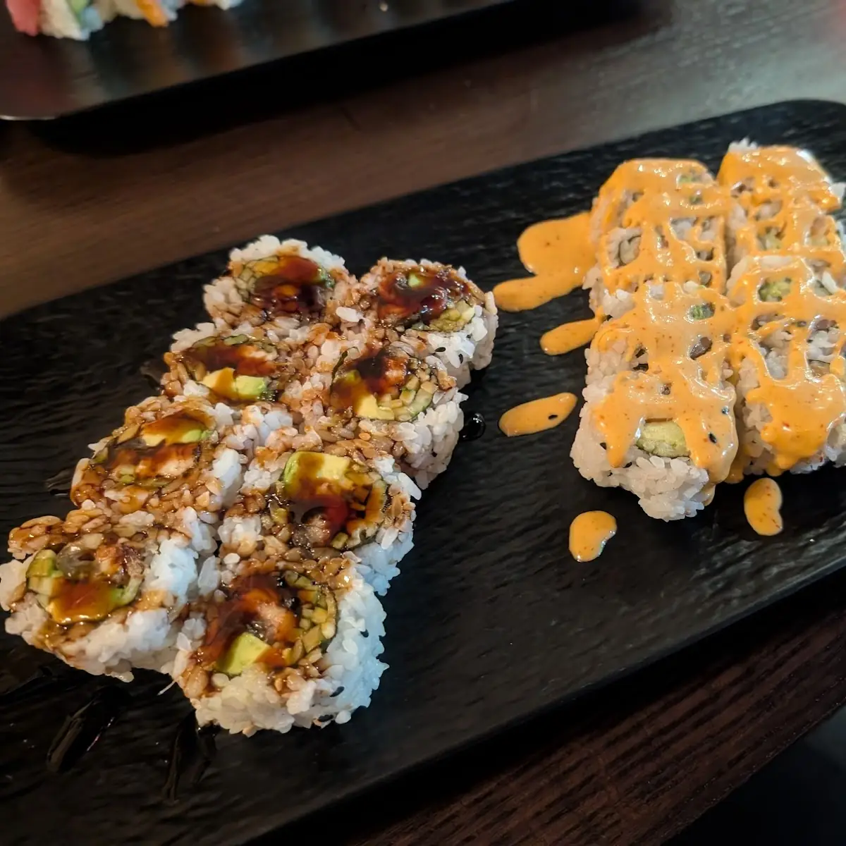Spicy Salmon Roll and Salmon Avocado Roll