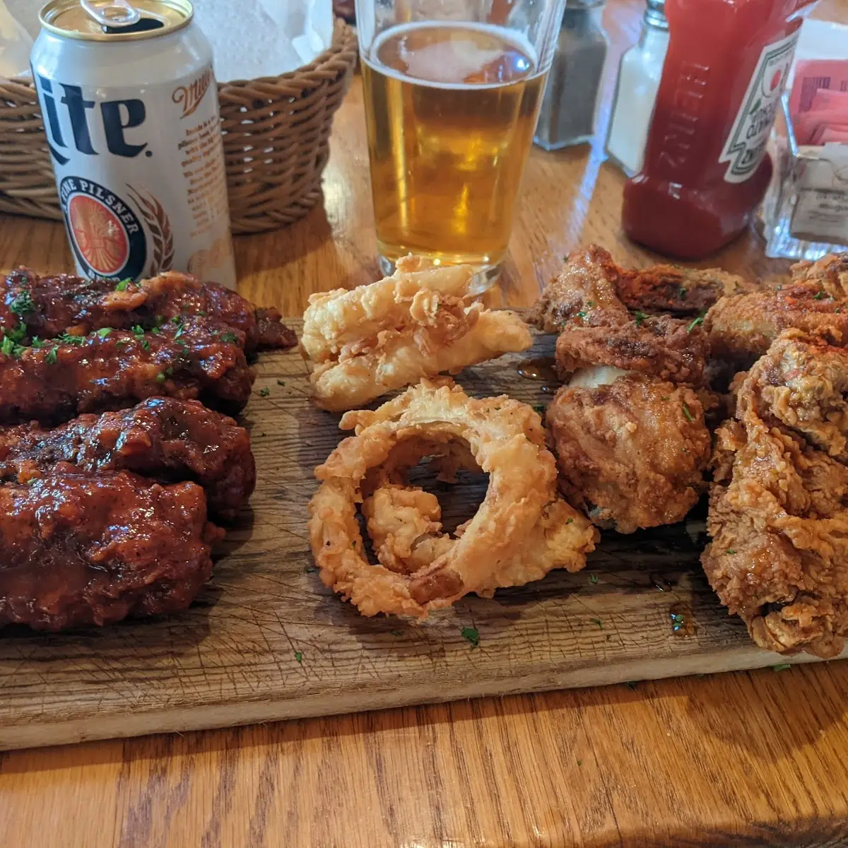 Fried Chicken Ribs and Onion Rings
