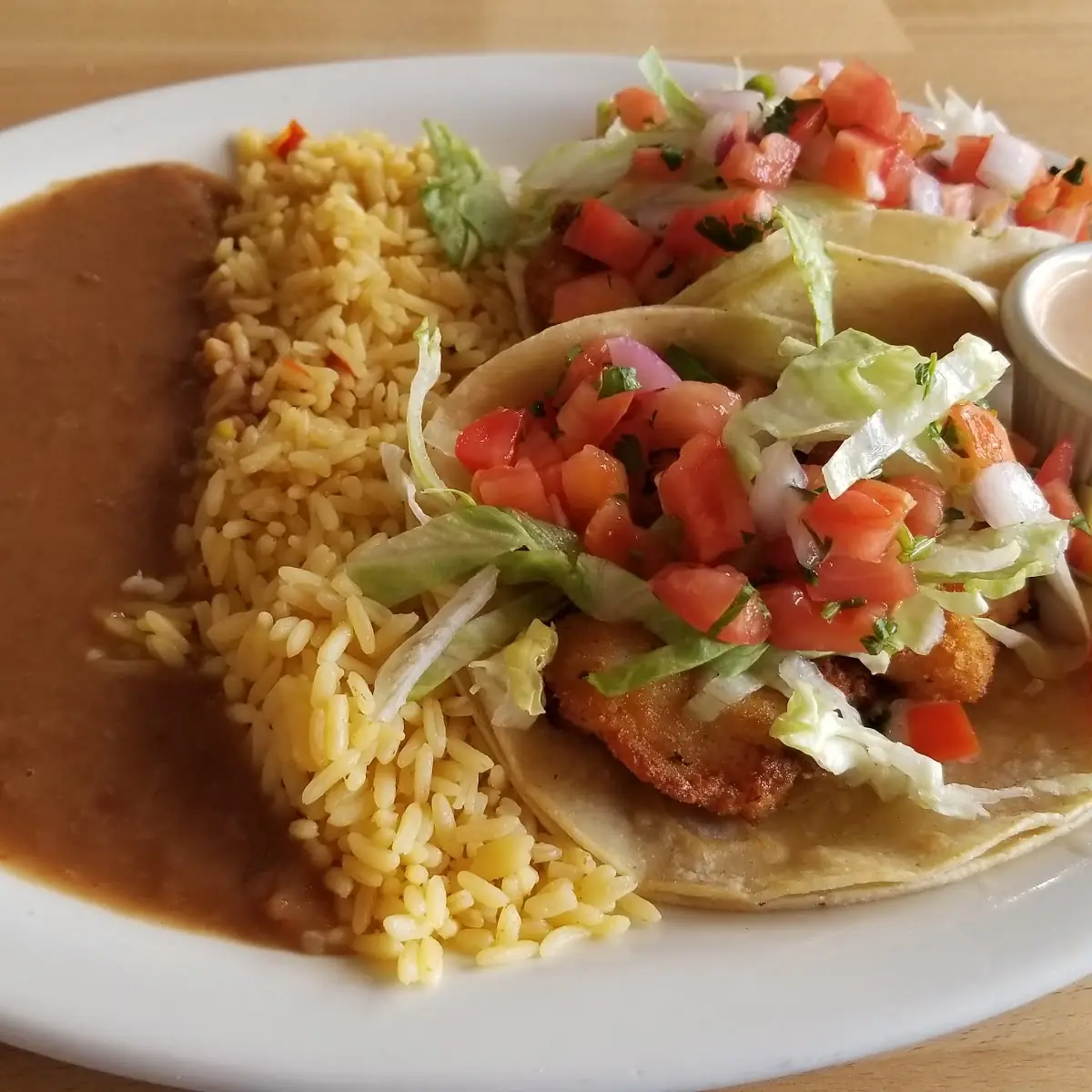 Fish Tacos with Rice and Beans