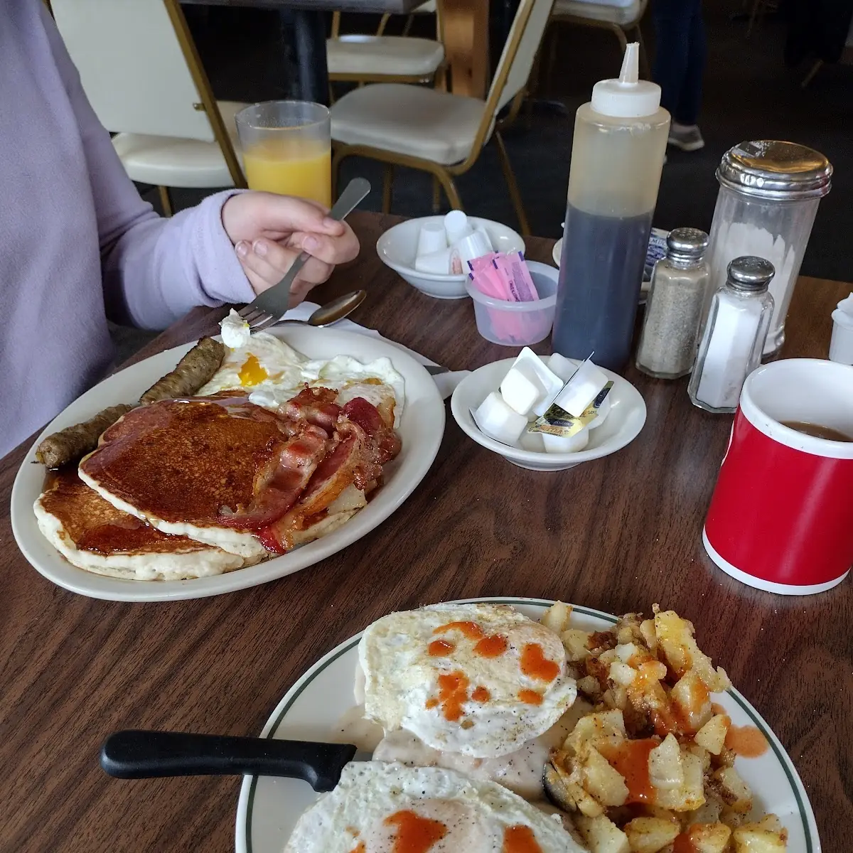 Sausage Gravy and Biscuits with 2 Eggs over Medium