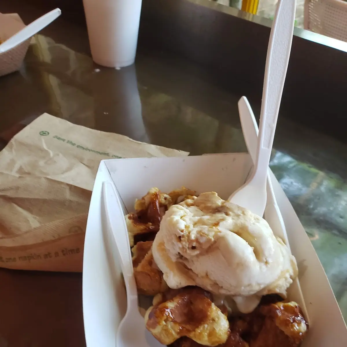 Waffle Cone Ice Cream with Waffle Bites