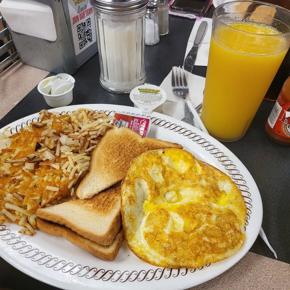 Eggs Hash Brown Toast and Jelly