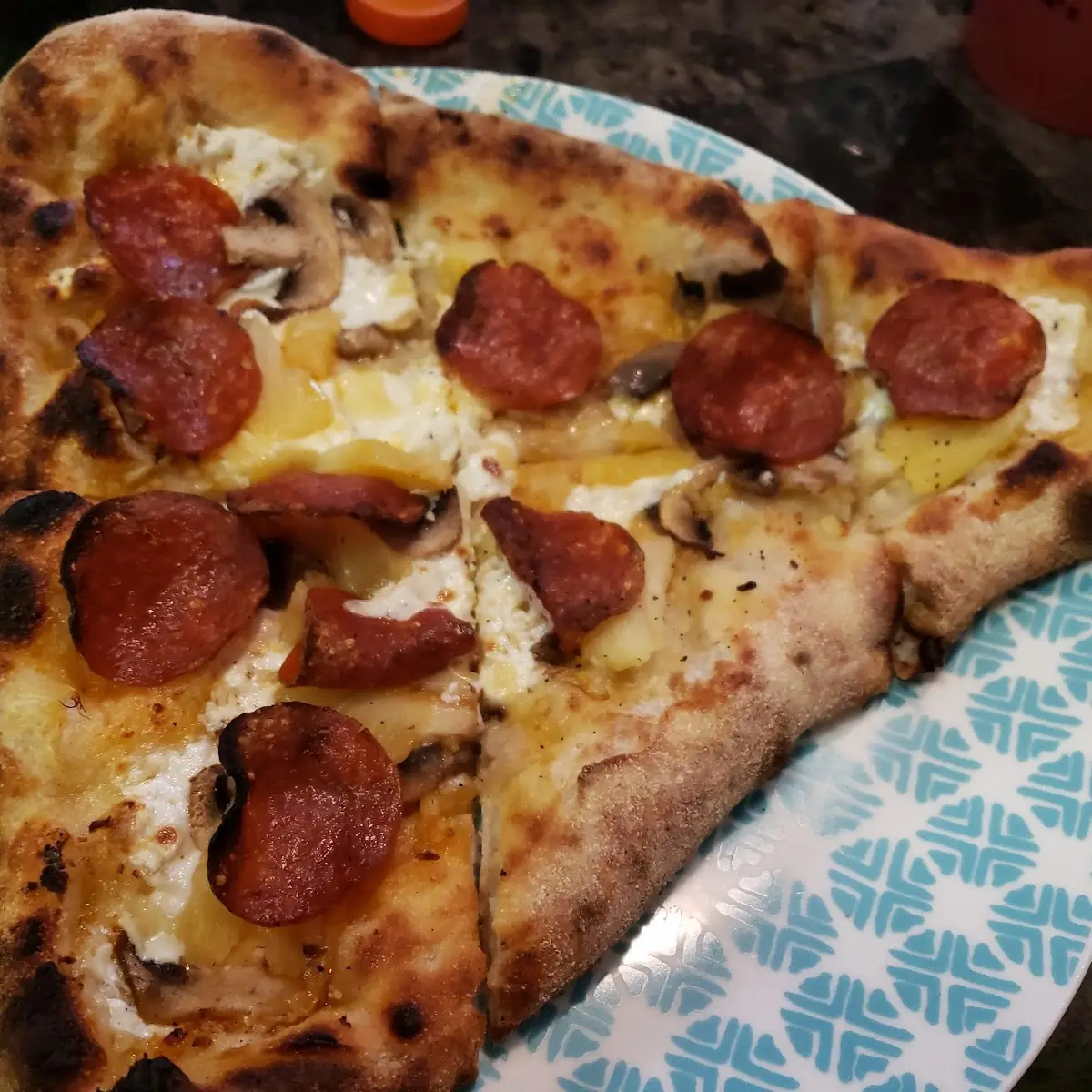 Pineapple Mushroom and Pepperoni Pizza