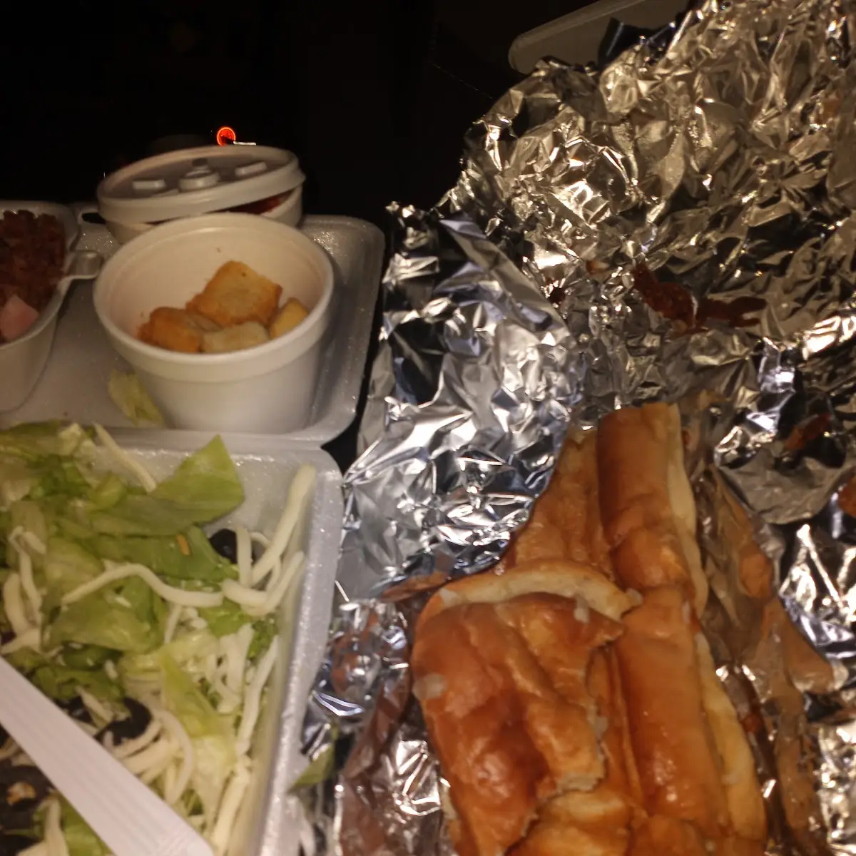 Salad and Mozzarella Cheese Bread