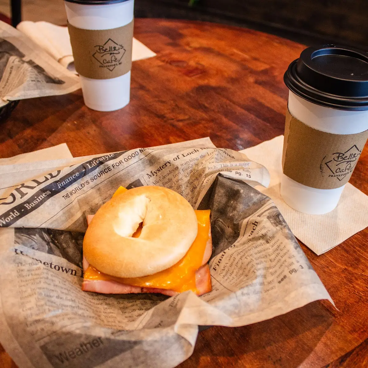 Ham Egg Bagel Breakfast Sandwich