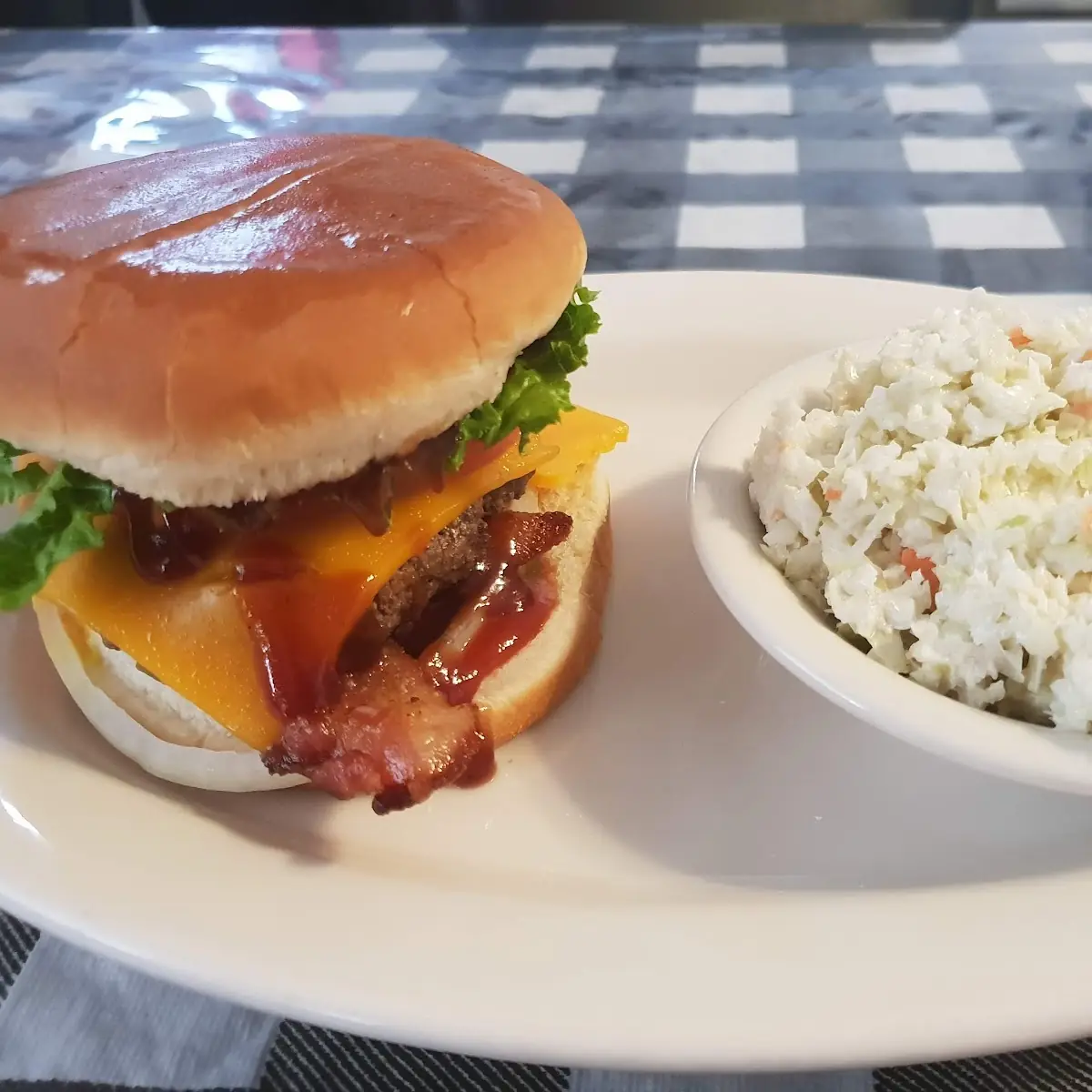 Texas Bacon Cheeseburger and Cole Slaw