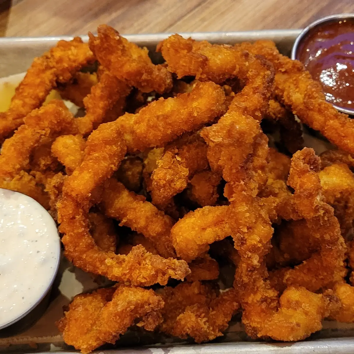 Fried Calamari with Sauces and Lemon