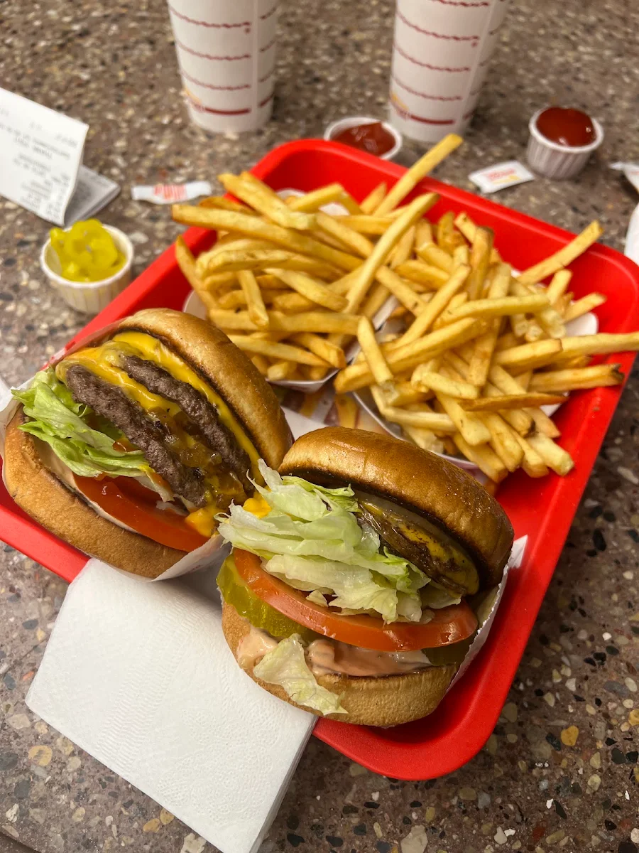 Double Hamburger and Fries