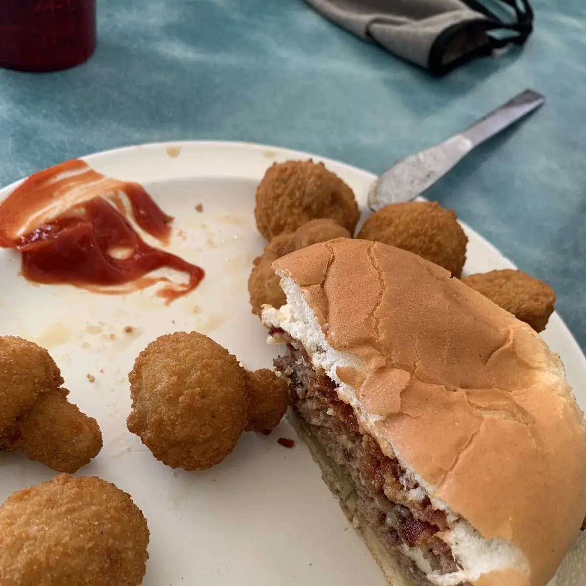 Double Cheeseburger and Fried Mushrooms