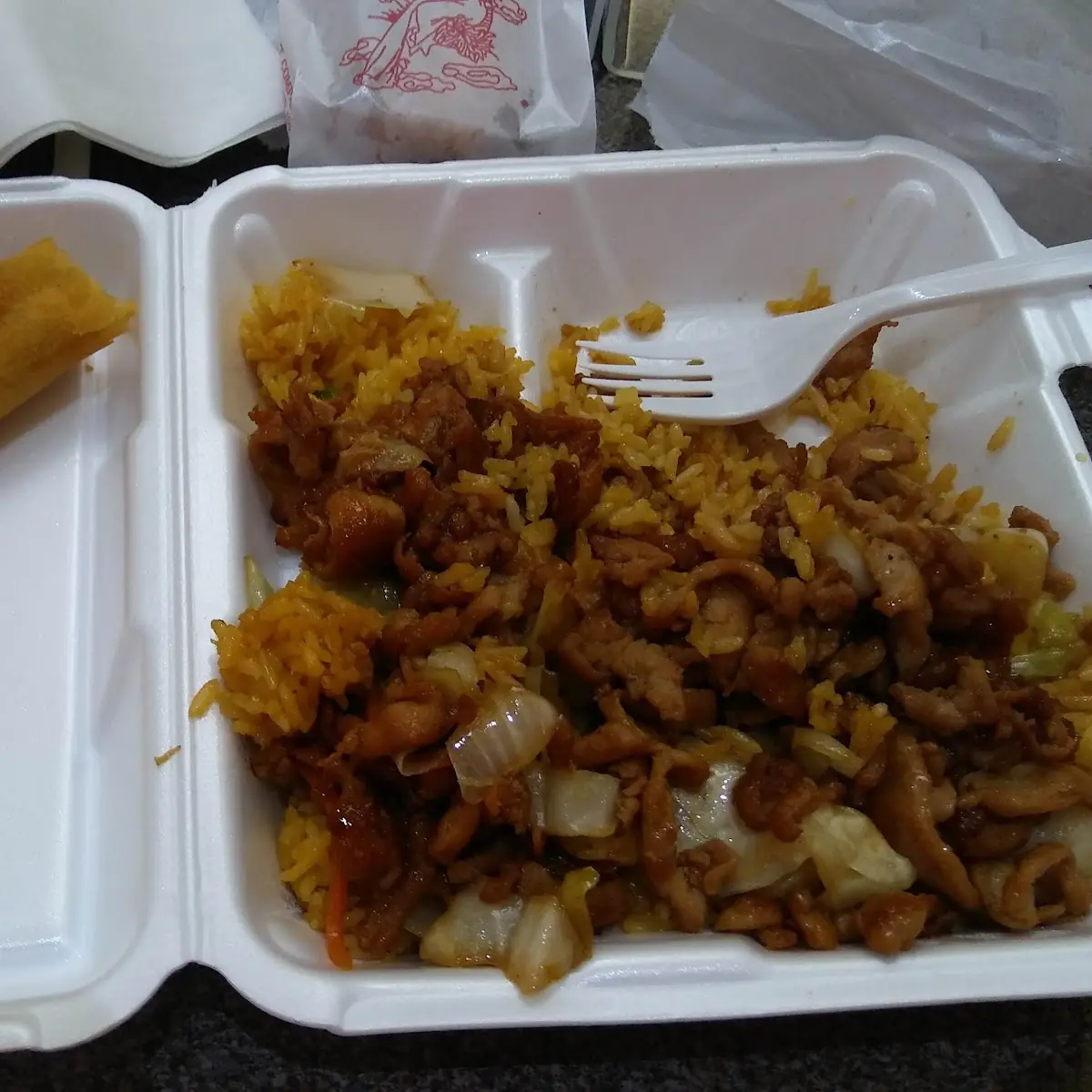 Chicken & Fried Rice with Vegatables and Spring Roll