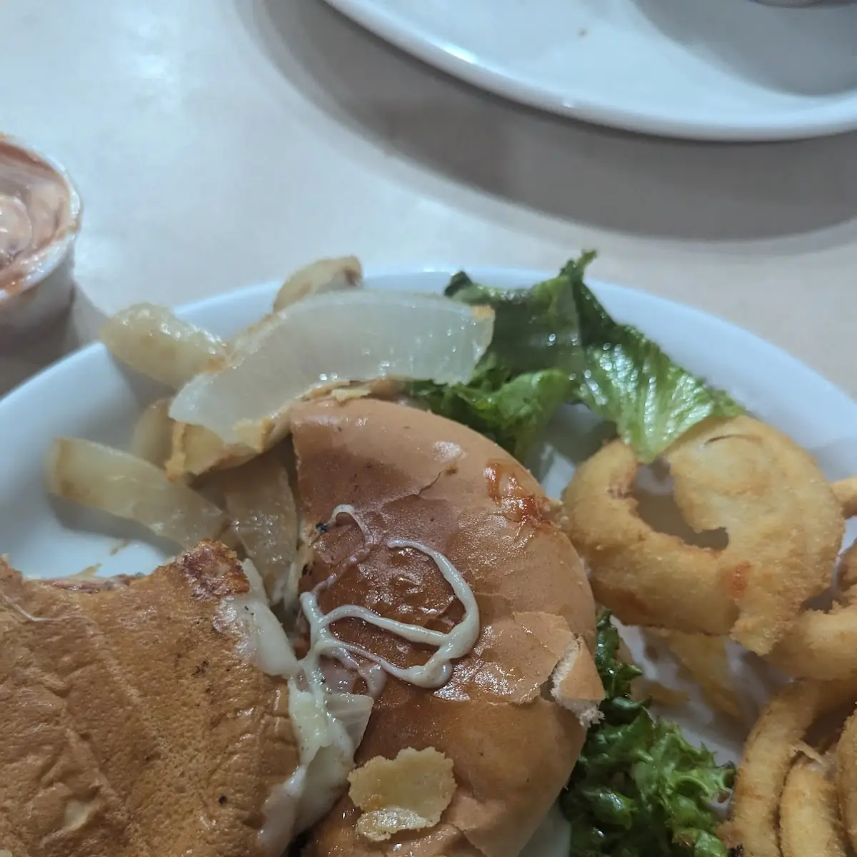 A Burger and Onion Rings
