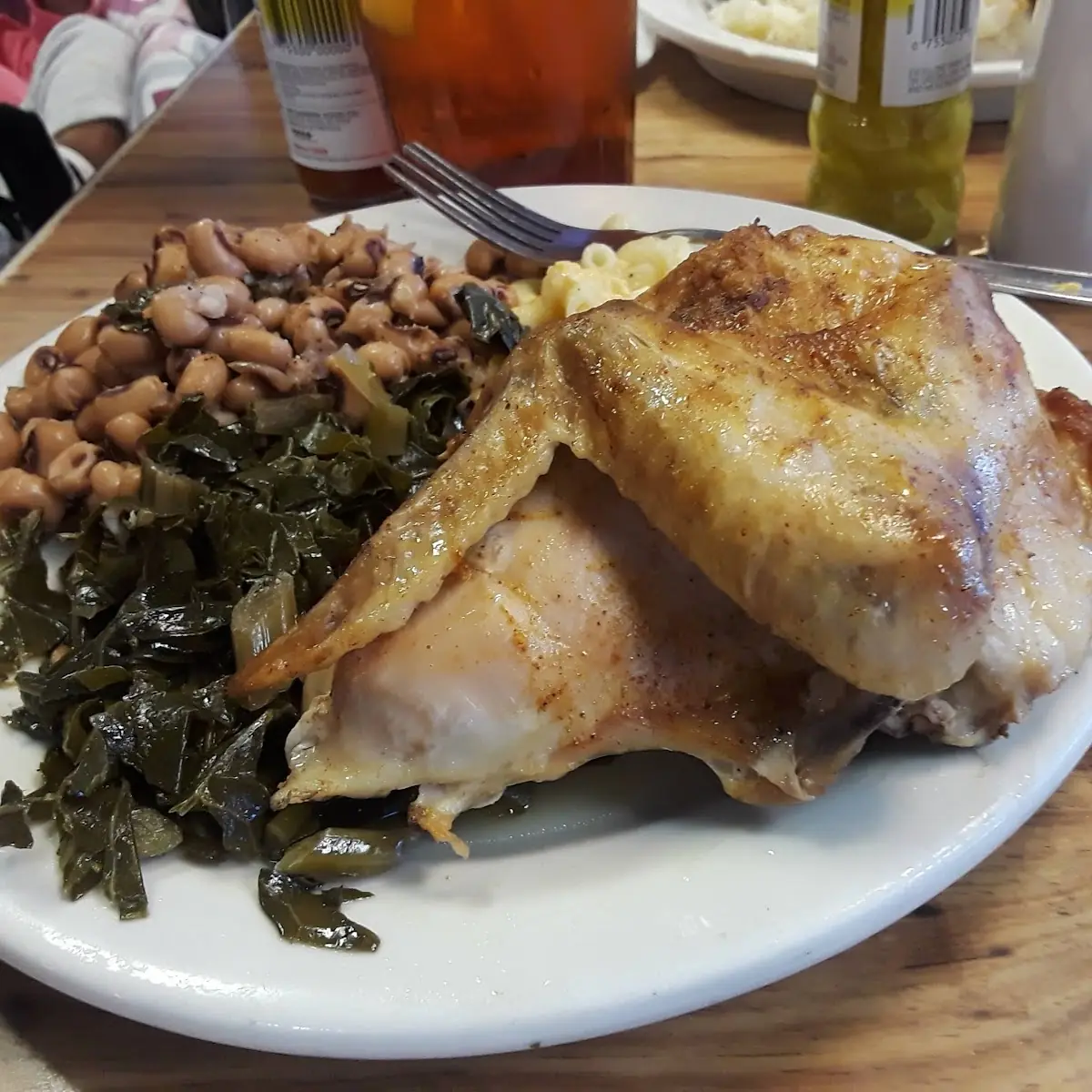 Fried Chicken Dressing and Collards