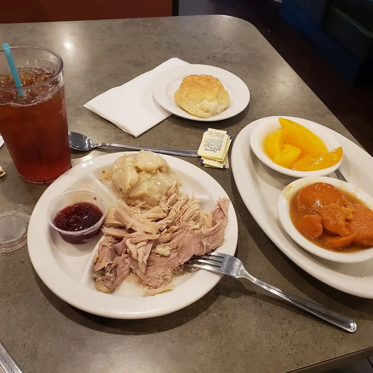 Roast Turkey with Cornbread Dressing and Yams
