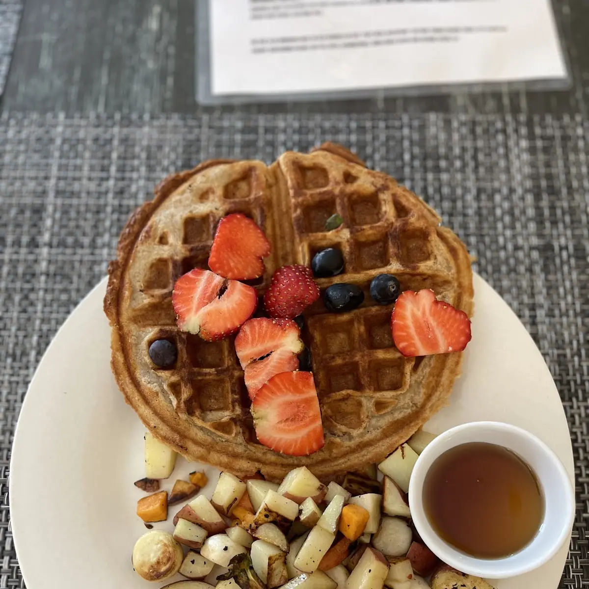 Waffles with Fresh Fruit and Any Side