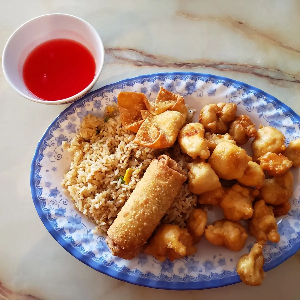 Sweet & Sour Chicken Eggroll & Rice