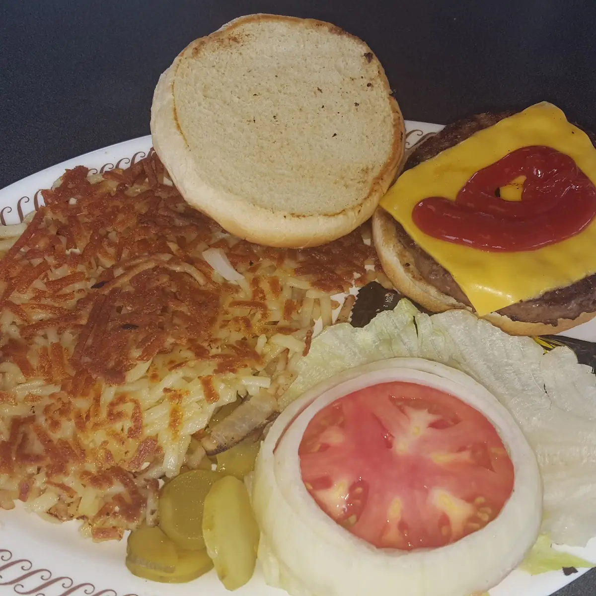 Angus Beef Burger & Hash Browns