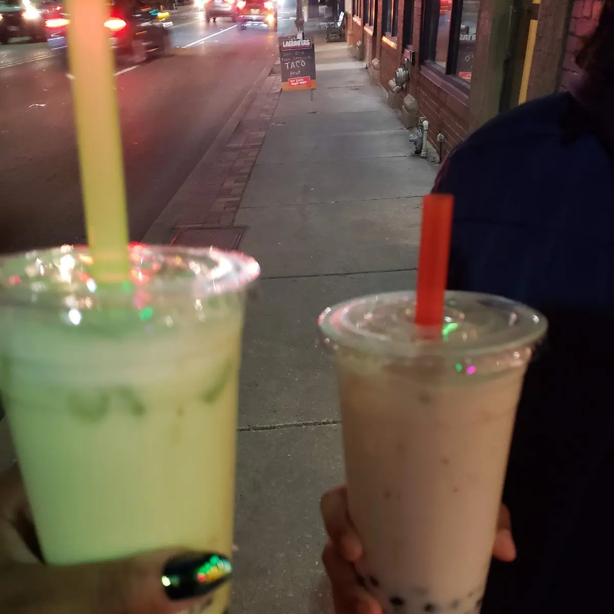 Small Matcha Milk Tea and Small Taro Milk Tea
