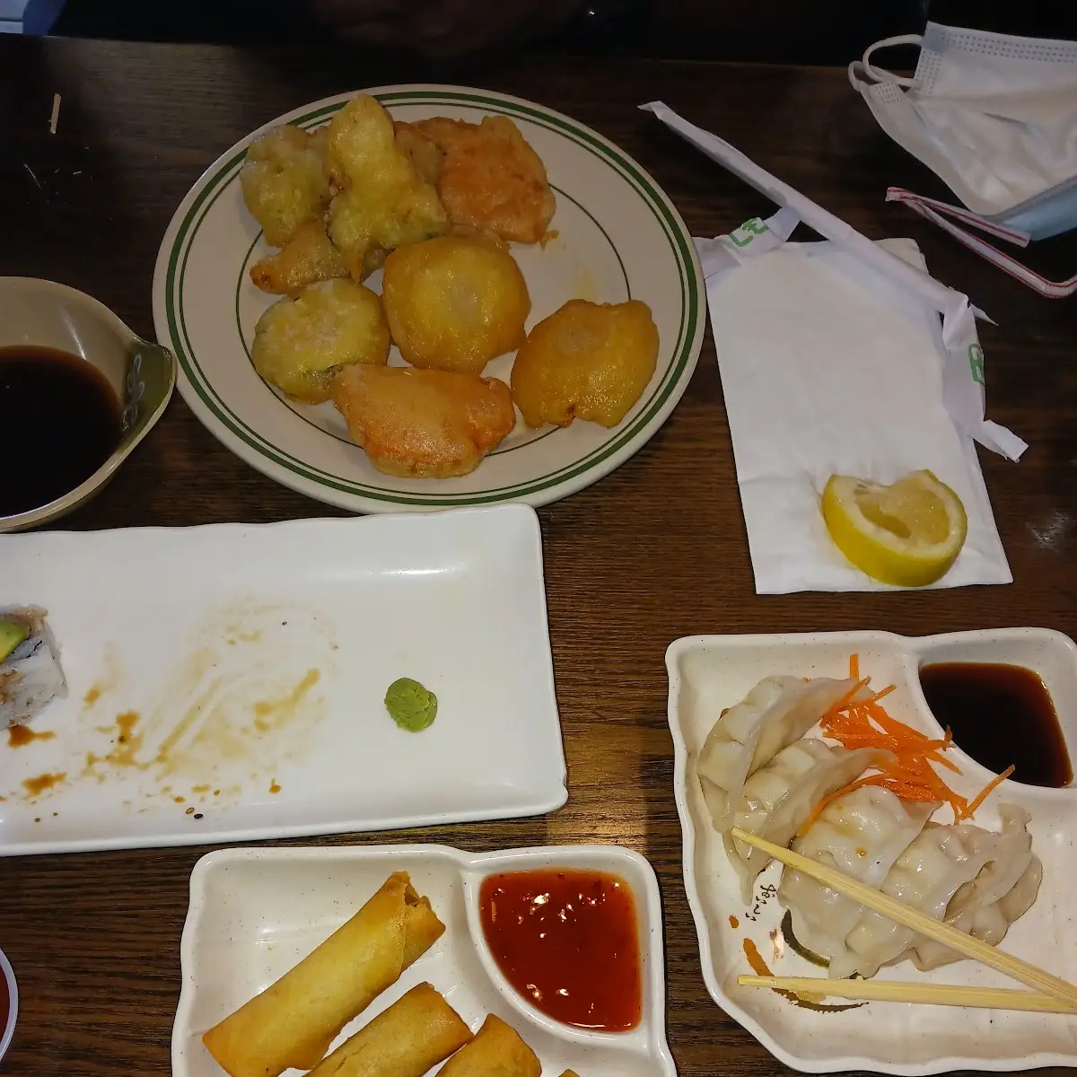 Spring Rolls Shrimp Dumplings California Roll Vegetable Tempura