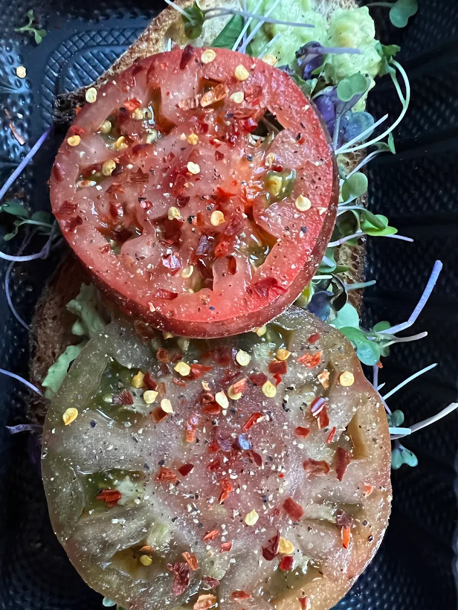 Avocado Micro Greens Heirloom Tomatoes