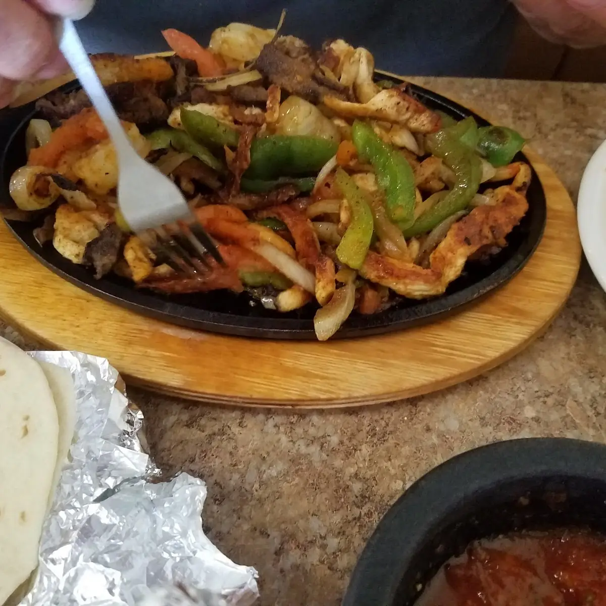 Steak Fajitas Combo Fried Rice and Beans