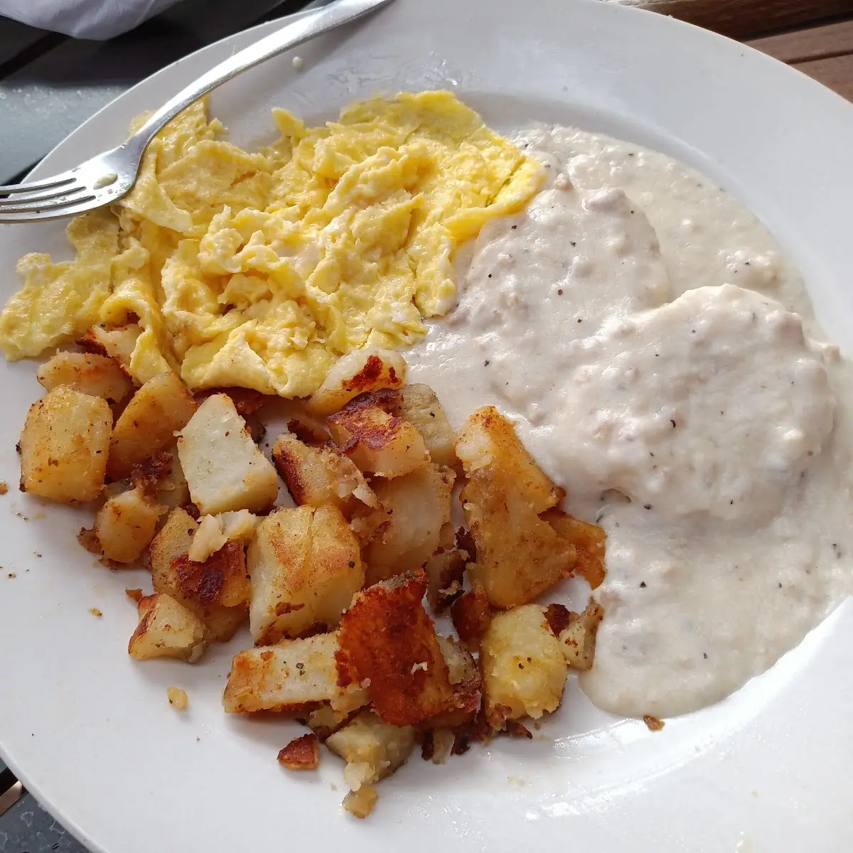 Biscuits & Gravy Potatoes 2 Eggs