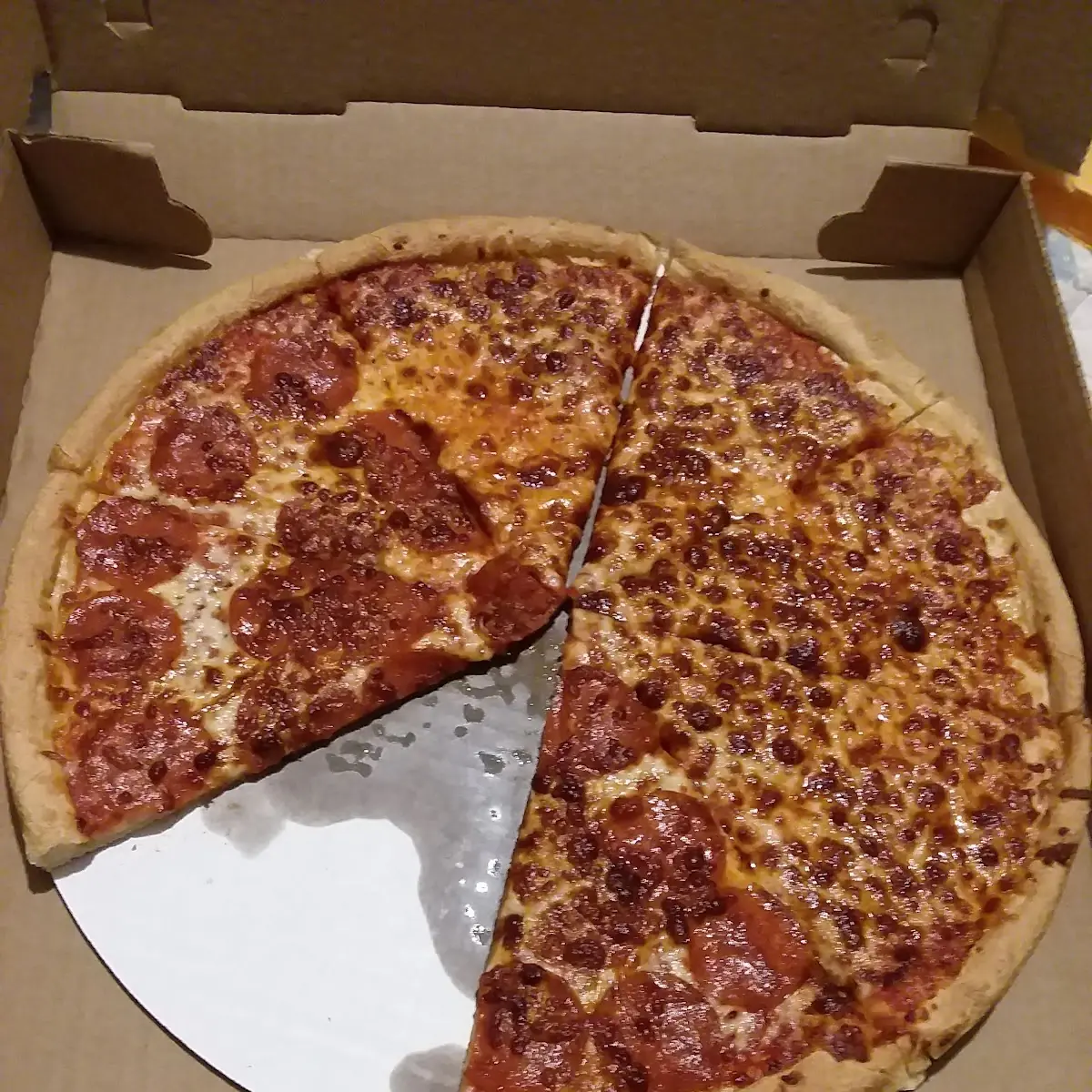 Pizza Half Pepperoni Half Extra Cheese