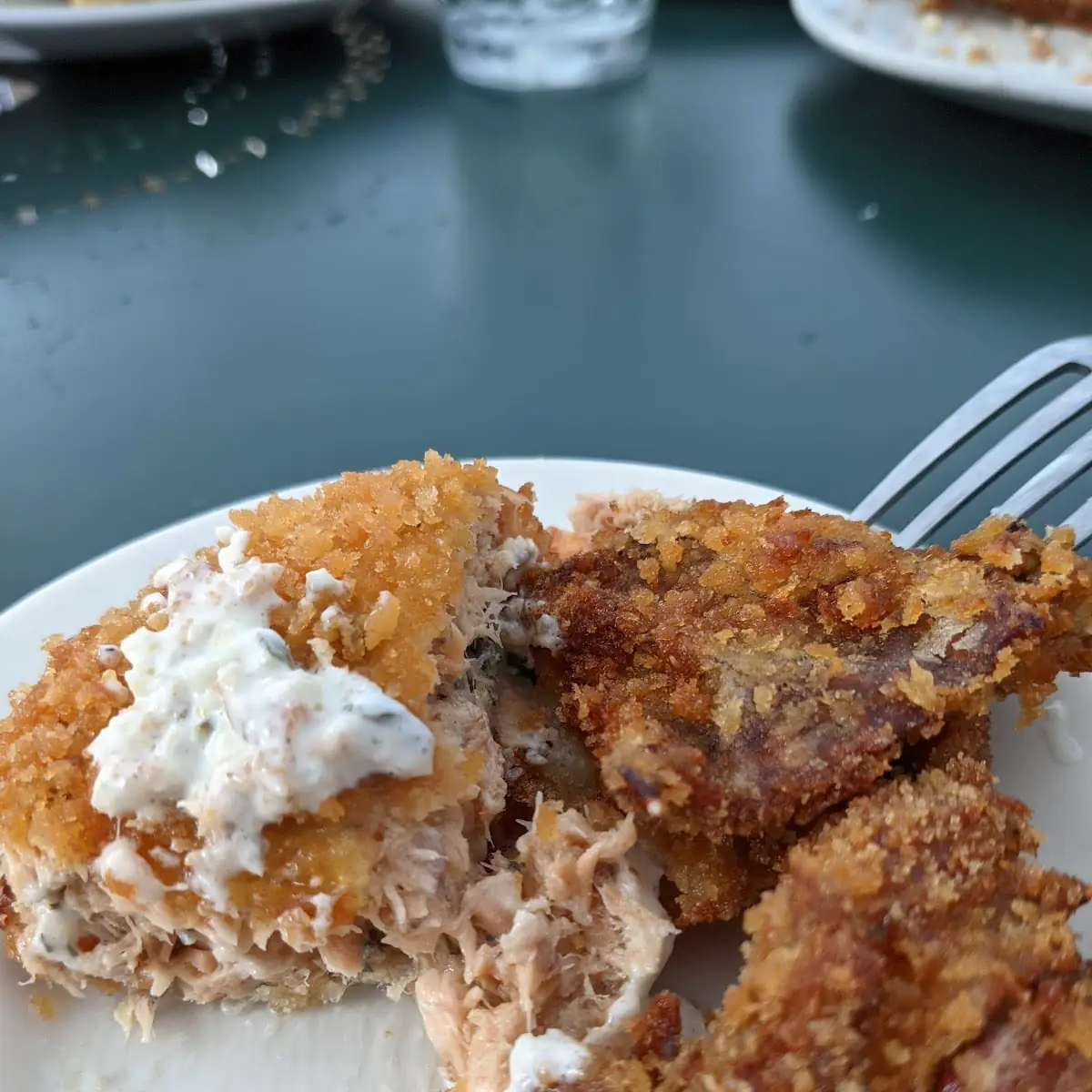 Salmon Cake with a Soft Shell Crab