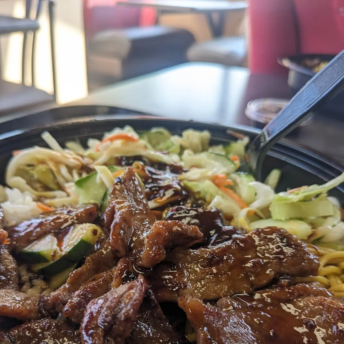 Beef Yakisoba and Rice Bowl