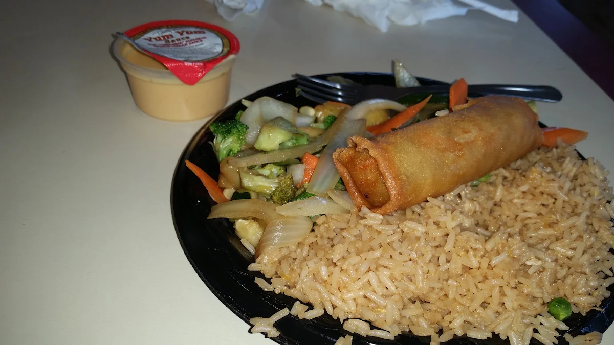 Half Order Vegetables and Rice with a Spring Roll